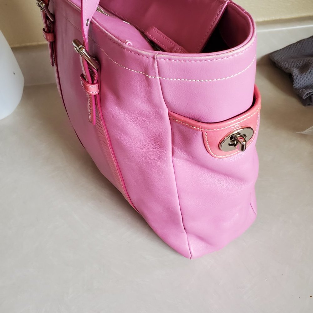Vintage Rare Coach Gallery Pink Leather Tote Bag Purse Large - Picture 6 of 14